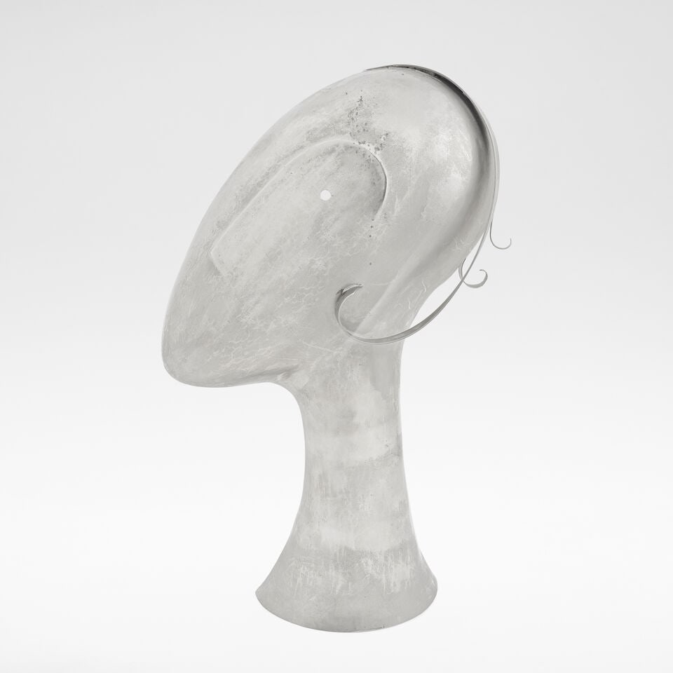 Franz Hagenauer Female head, 1930s: Franz Hagenauer Female head, 1930s Nickel plated brass. 37 cm high, 24 cm wide, 10 cm deep. Stamped to the bottom WHW / HAGENAUER / WIEN / MADE IN AUSTRIAM and with monogram