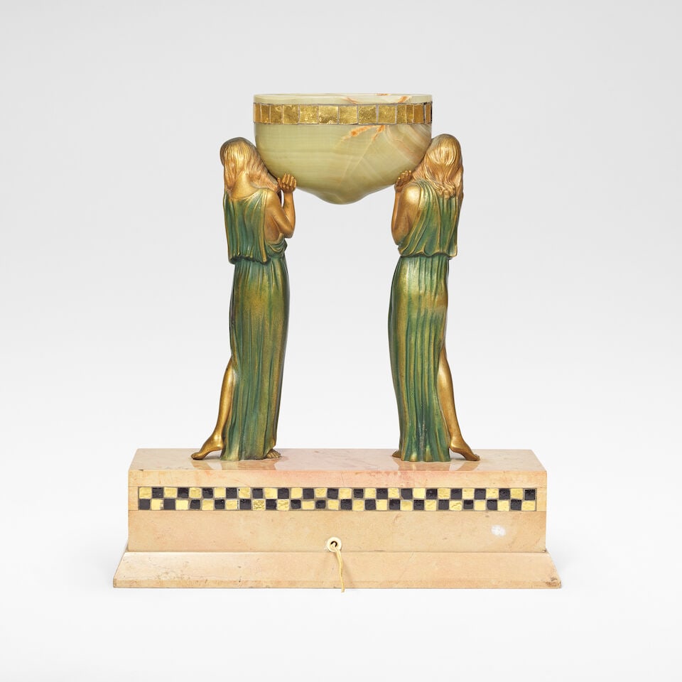 Pierre Le Faguays 'Les Porteuses D'eau', figural lamp, circa 1925 - 2