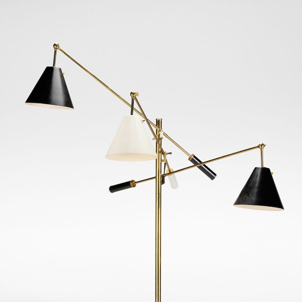 Angelo Lelii 'Triennale' three-armed adjustable floor lamp, model no. 12128s, designed 1947, pro... - 3
