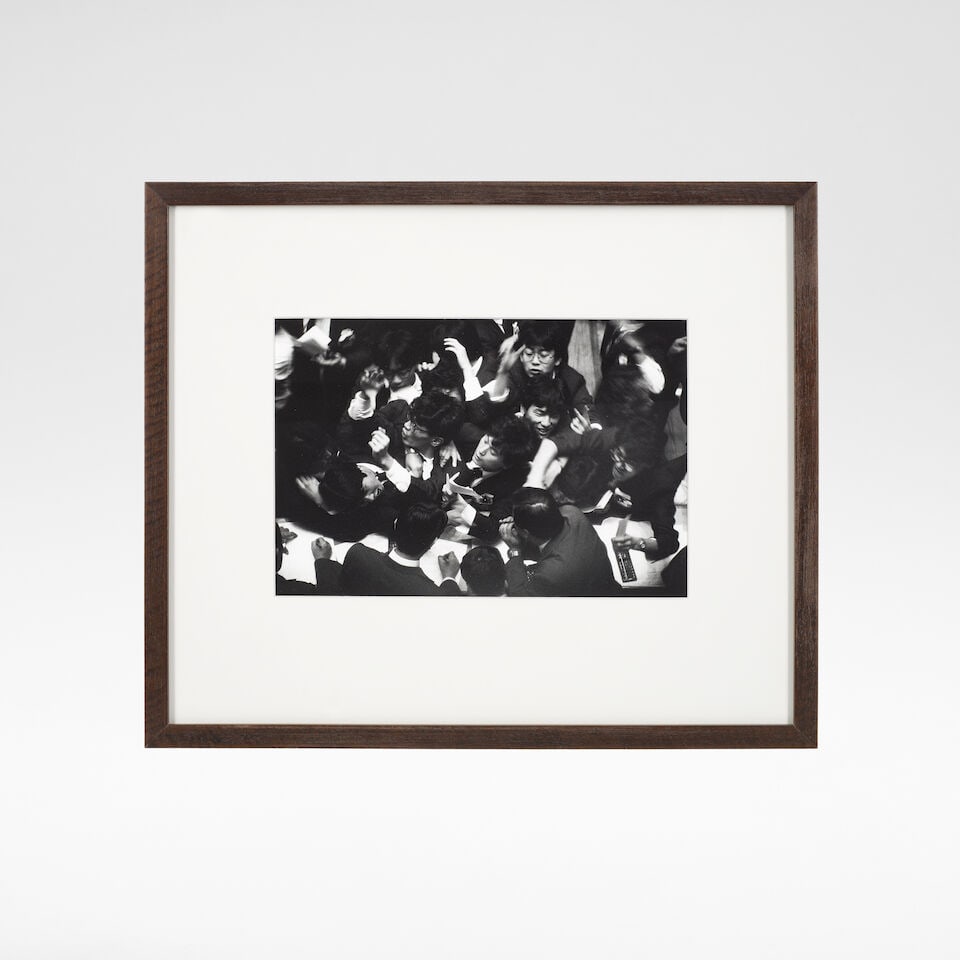 Stuart Franklin 'Tokyo Stock Exchange', 1987: Stuart Franklin 'Tokyo Stock Exchange', 1987 Gelatin silver print, framed. sheet: 12 in x 15 7/8 in (30.4 cm x 40.3 cm) frame: 20 1/2 in x 24 1/8 in (52 cm x 61.5 cm) Reverse inscribed in pencil
