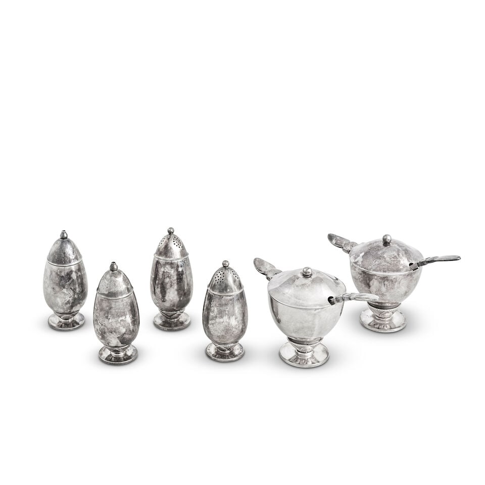GEORG JENSEN: a Danish silver Cactus pattern table service of flatware and cutlery post 1945 mar... - 2