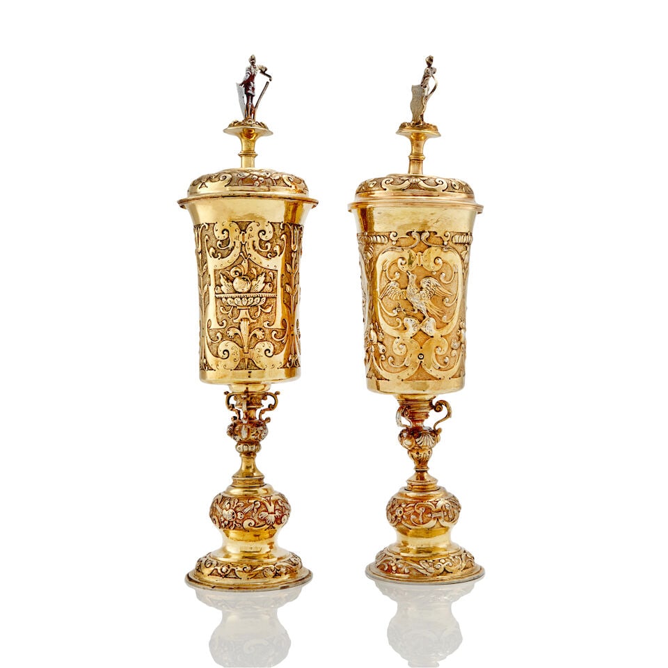 Two German Renaissance silver-gilt cups and covers both David Cramer (Kramer), Augsburg, circa 1... - 2