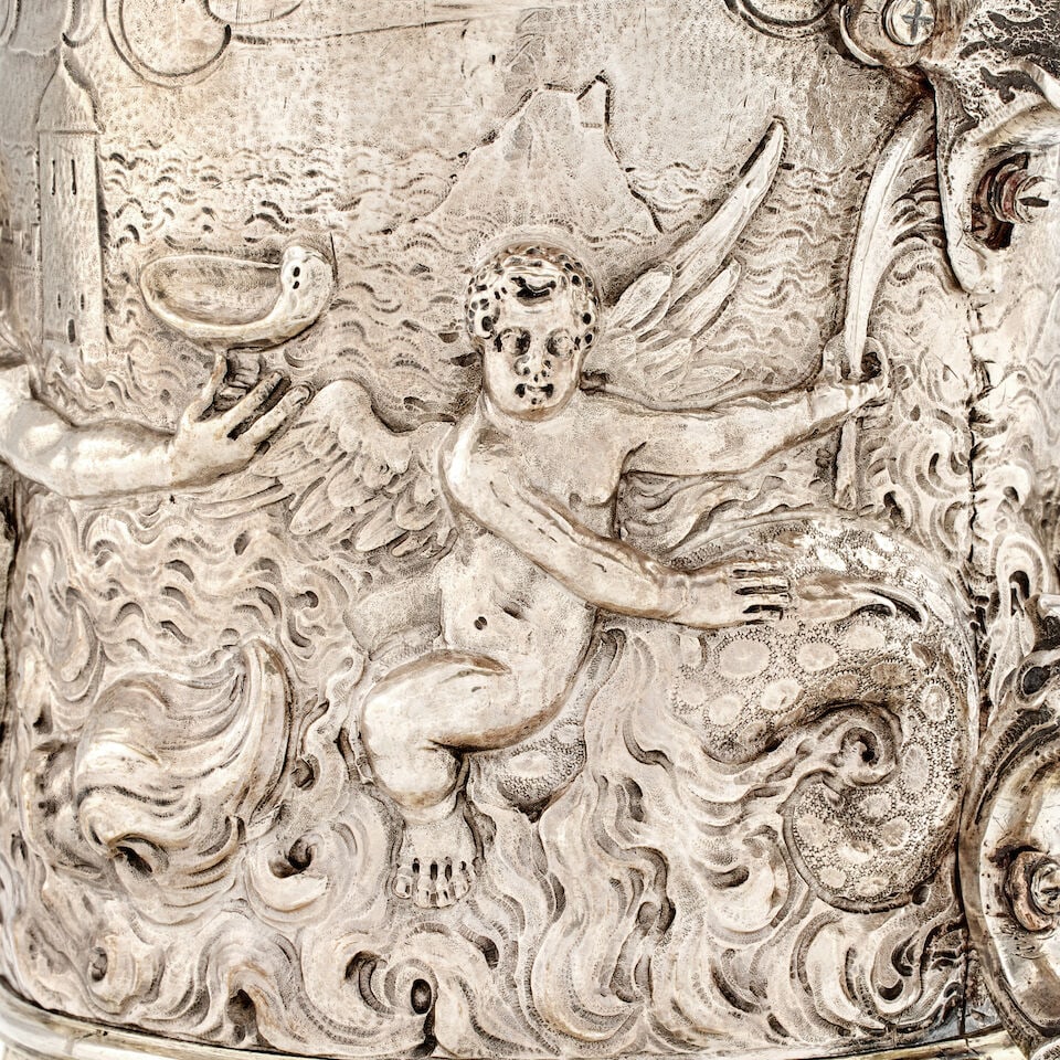 A 17th century German silver and parcel-gilt tankard Gregorius Lambrecht, Hamburg, circa 1630 - 4