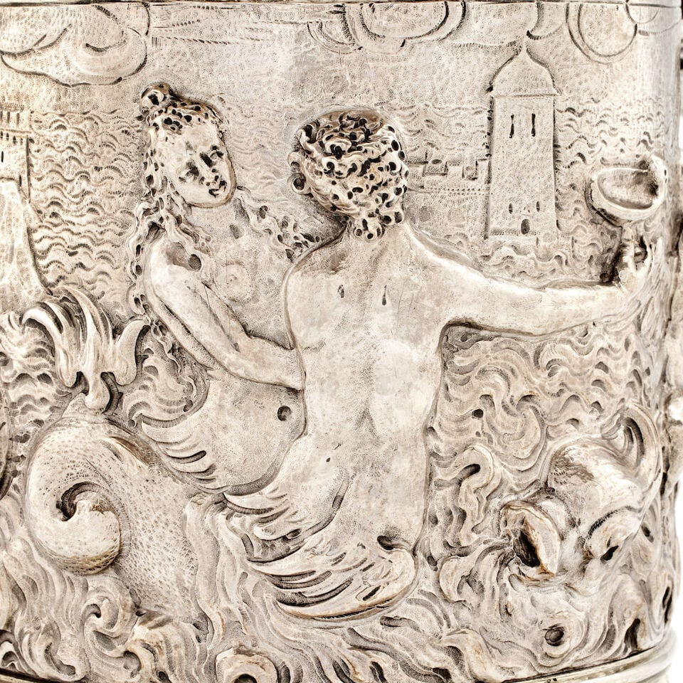 A 17th century German silver and parcel-gilt tankard Gregorius Lambrecht, Hamburg, circa 1630 - 5