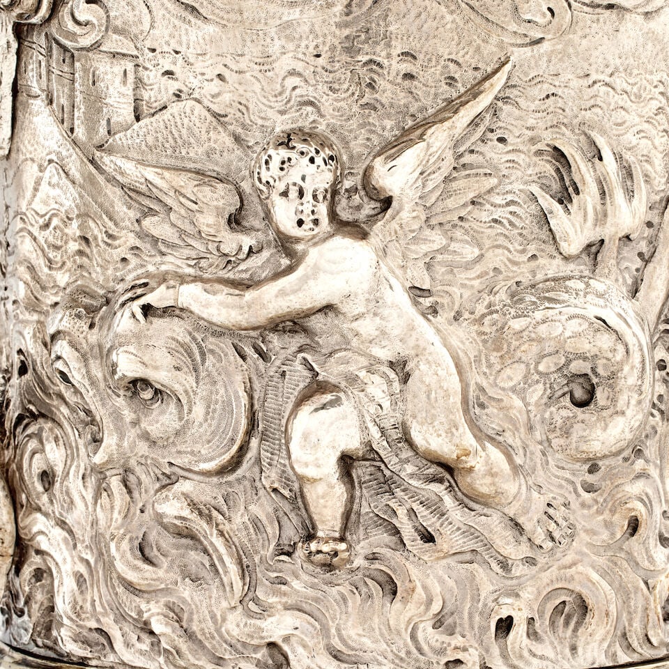 A 17th century German silver and parcel-gilt tankard Gregorius Lambrecht, Hamburg, circa 1630 - 7