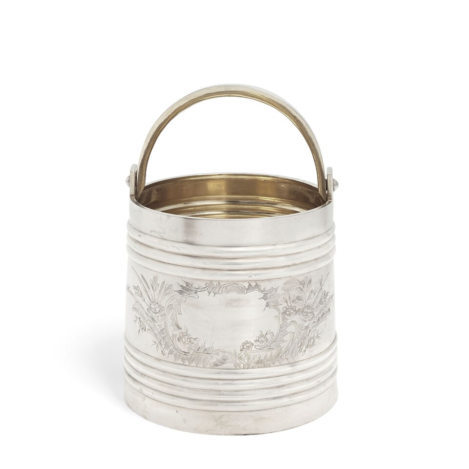 A Russian silver swing-handled vodka ice pail bucket Cyrillic maker's mark possibly 'И ... (1 of 1)