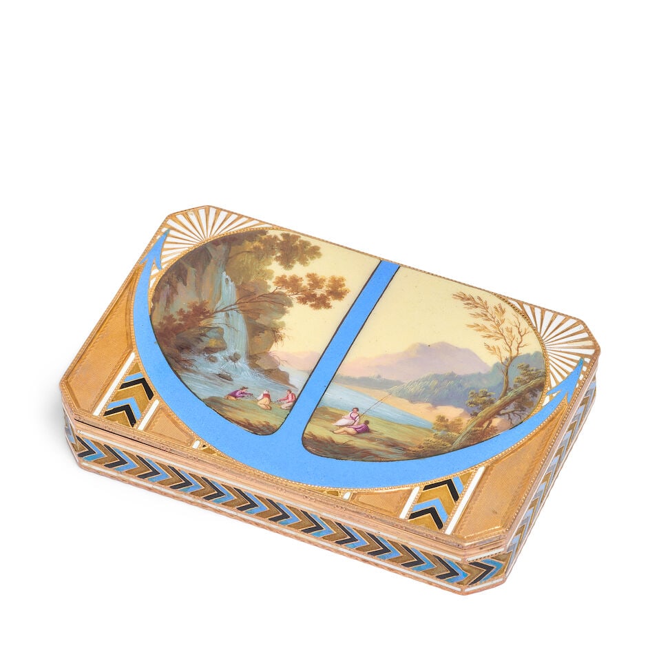 An 18th century German gold and enamel snuff box Frères Jordan, Berlin, circa 1795-90, incu... (1 of 3)