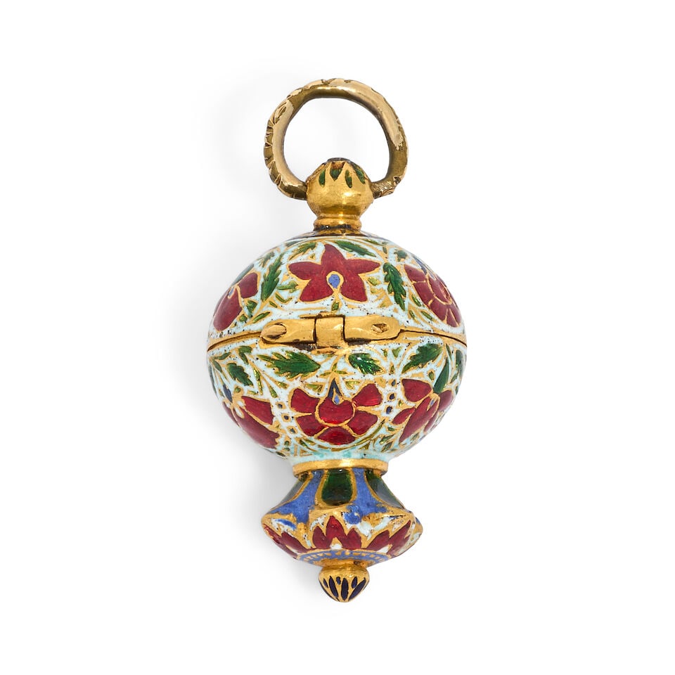 An Indian gold and enamel vinaigrette unmarked, Lucknow, 19th century - 2