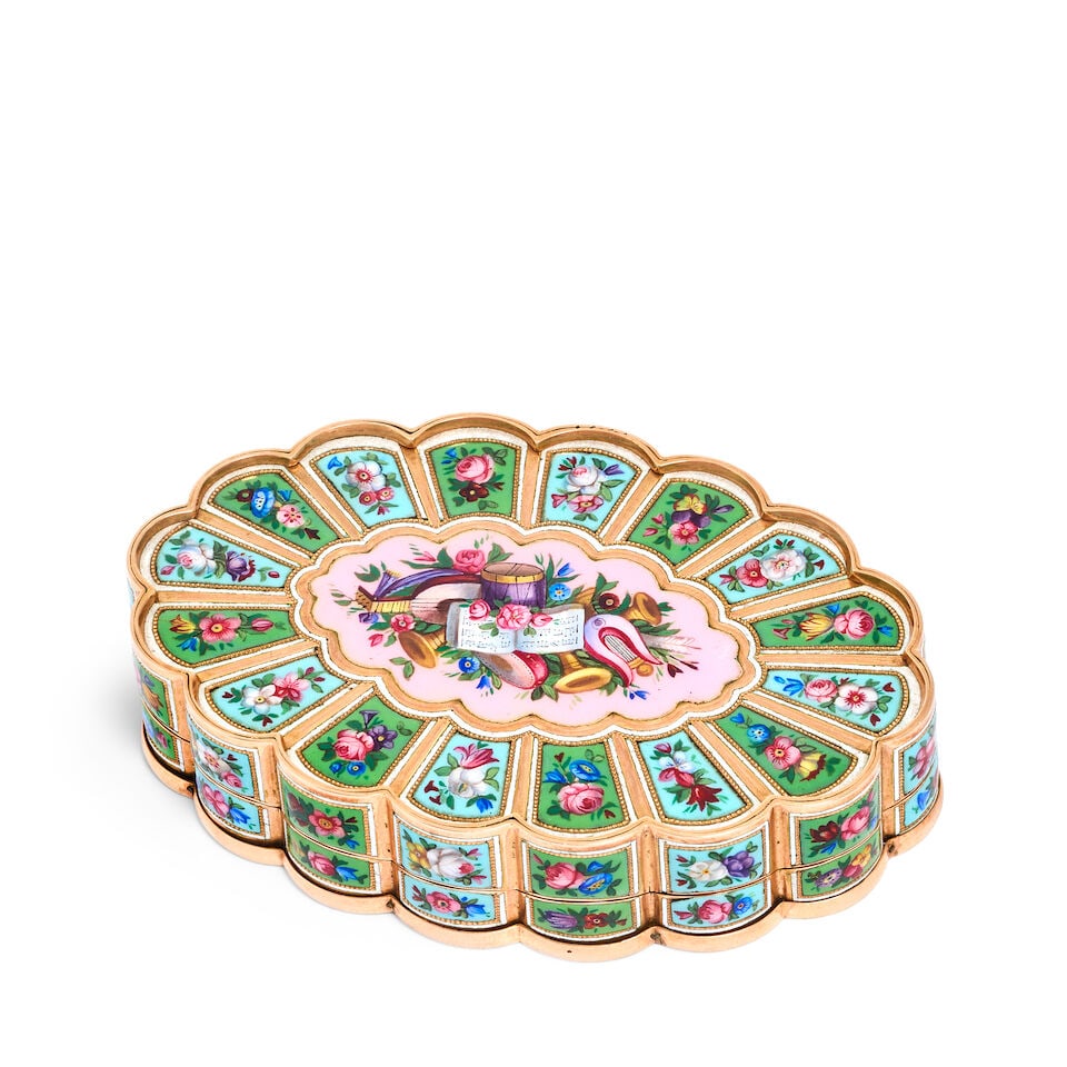 A 19th century Swiss gold and enamel 'Turkish Market' snuff box apparently unmarked - 2