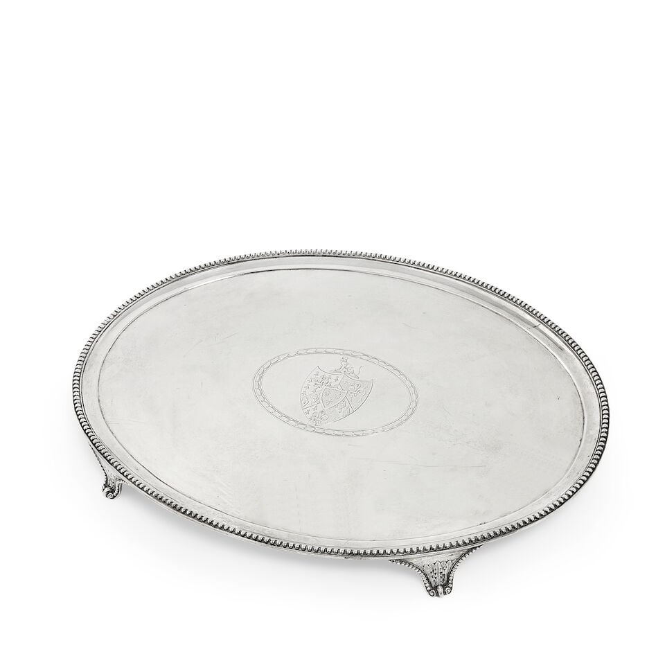 A George III silver oval salver Benjamin Laver, London 1784, with incuse duty mark (1 of 2)