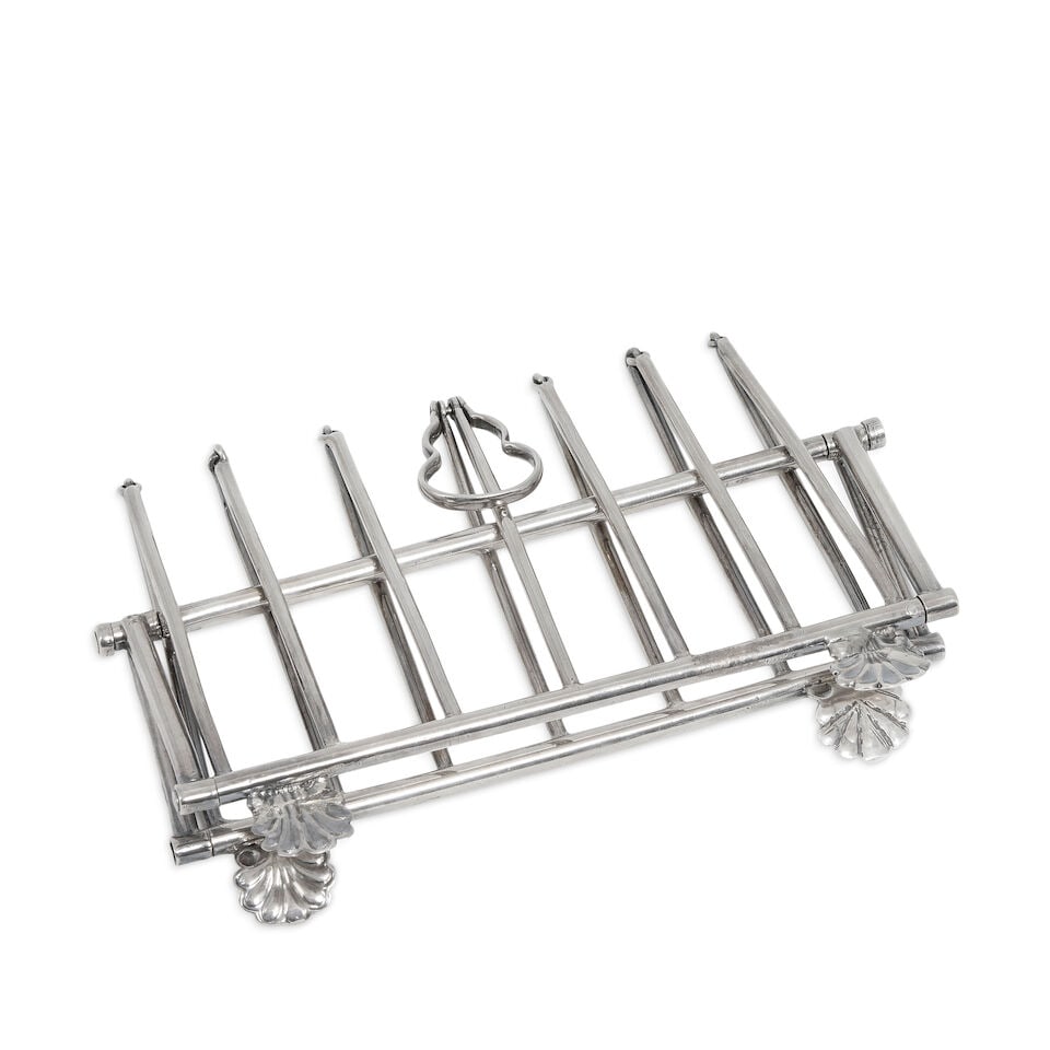 A George III silver 'campaign' toast rack Robert Gainsford, Sheffield 1812 - 3