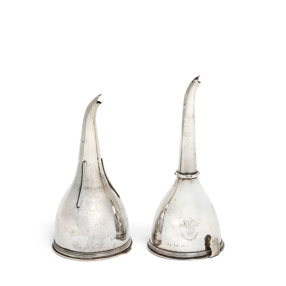 Two silver wine funnels the first, Henry Chawner, London 1793, the second, probably Solomon Hou... - 2