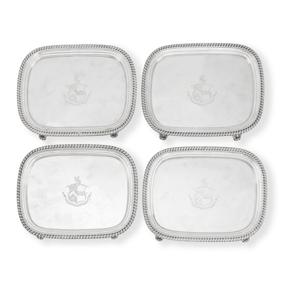 Two pairs of George III silver trays William Bennett, London 1815 and 1817 (1 of 1)
