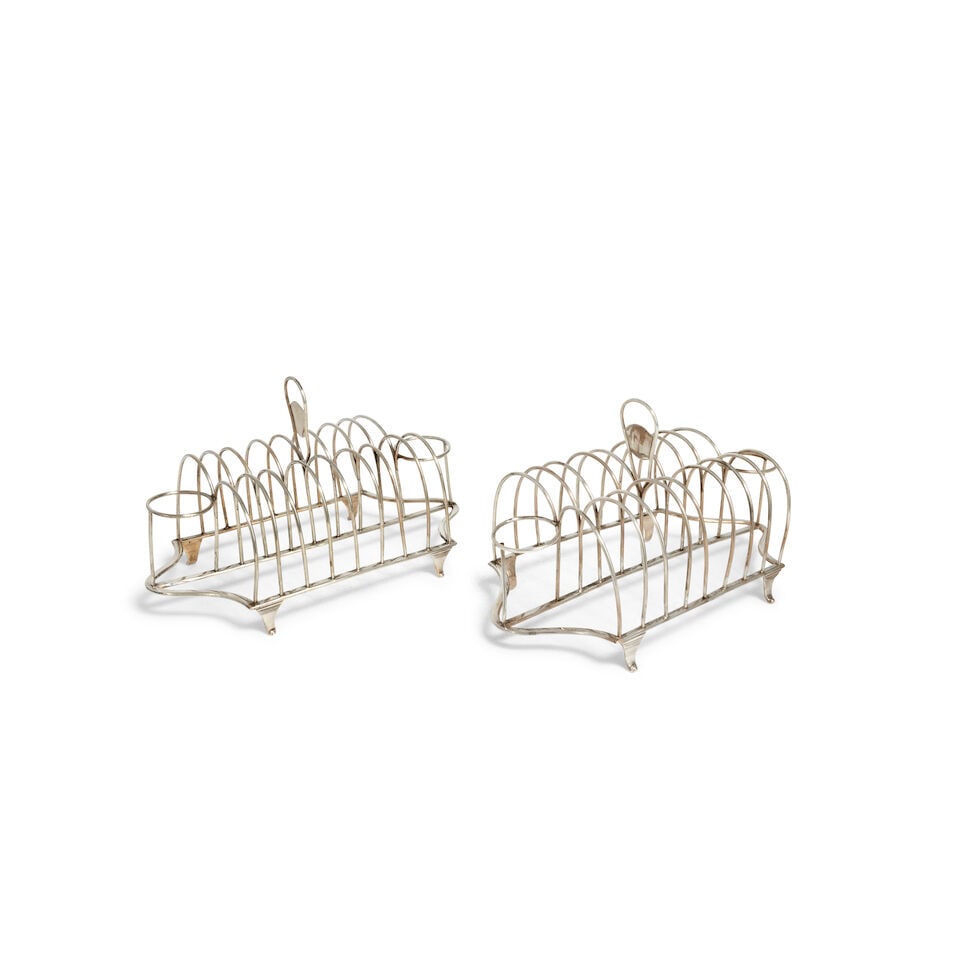 A pair of George III silver toast racks Henry Green, London 1796 (2) (1 of 2)
