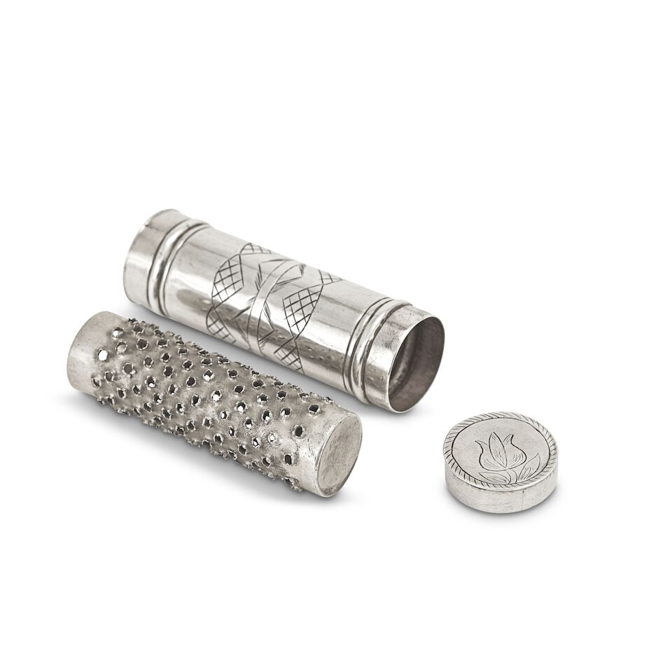 A William and Mary silver nutmeg grater EB unidentified mark, see Jacksons page 144, London 1689/90 - 2