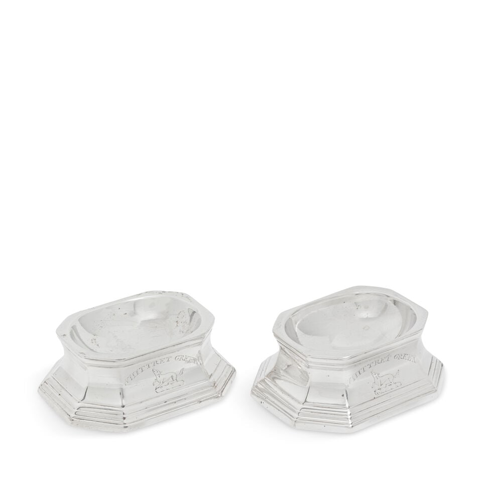 A pair of George II Scottish silver trencher salts William Aytoun, Edinburgh 1734, assay master ... (1 of 3)