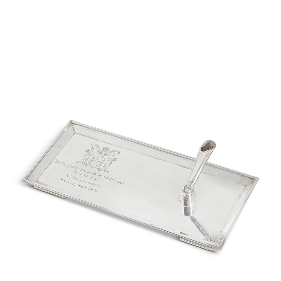An Elizabeth II silver desk tray pen holder Garrard & Co Ltd, London 1966 (1 of 3)