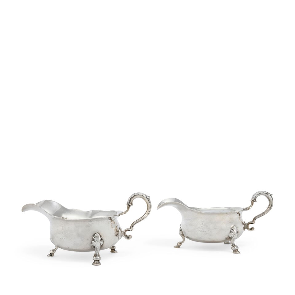 A pair of George II Irish silver sauce boats no makers mark, Dublin 1737 (1 of 2)