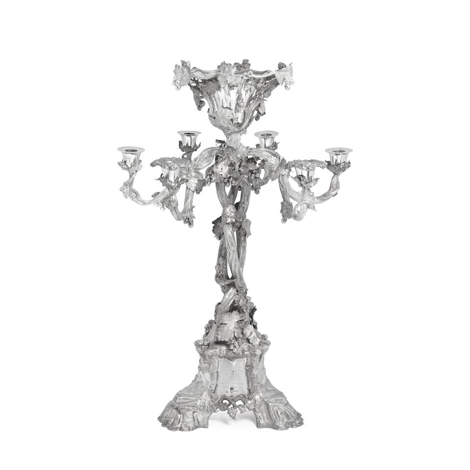 A large Victorian silver six-light candelabrum centrepiece Smith, Nicholson & Co (Stephen Smi... (1 of 14)