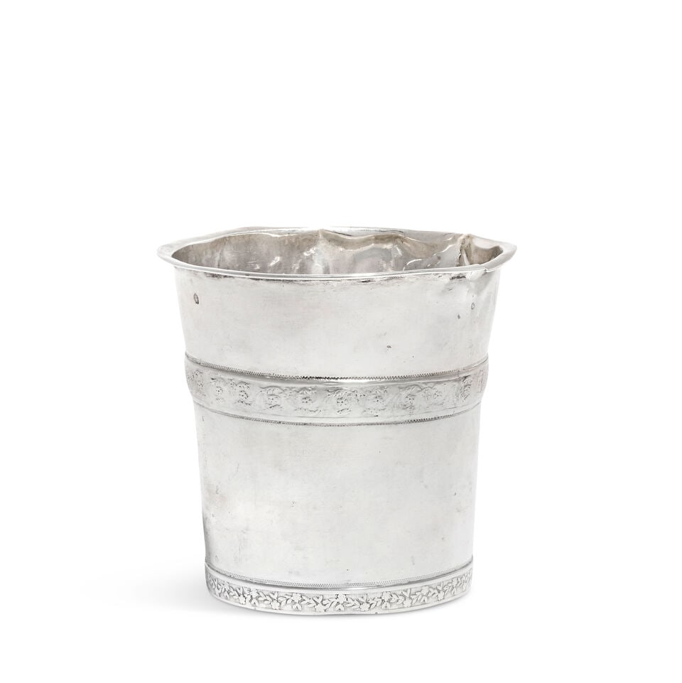 A Norwegian silver-mounted stoneware tankard Romanus Andersen Pharo, Oslo, 1746, guardeinstempl... - 2