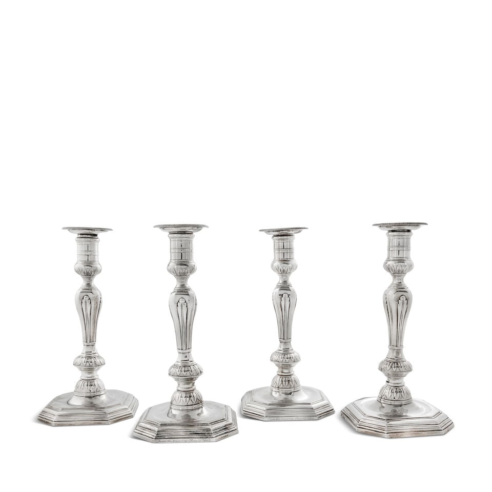 A set of four Edwardian silver candlesticks Sebastian Garrard, London 1907 (4) (1 of 2)