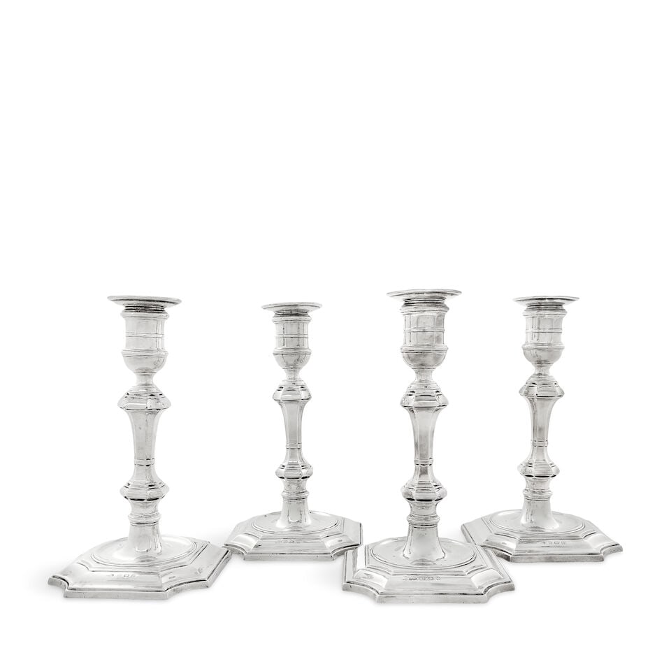 A set of four silver candlesticks Elkington & Co, Birmingham 1910 (4) (1 of 2)