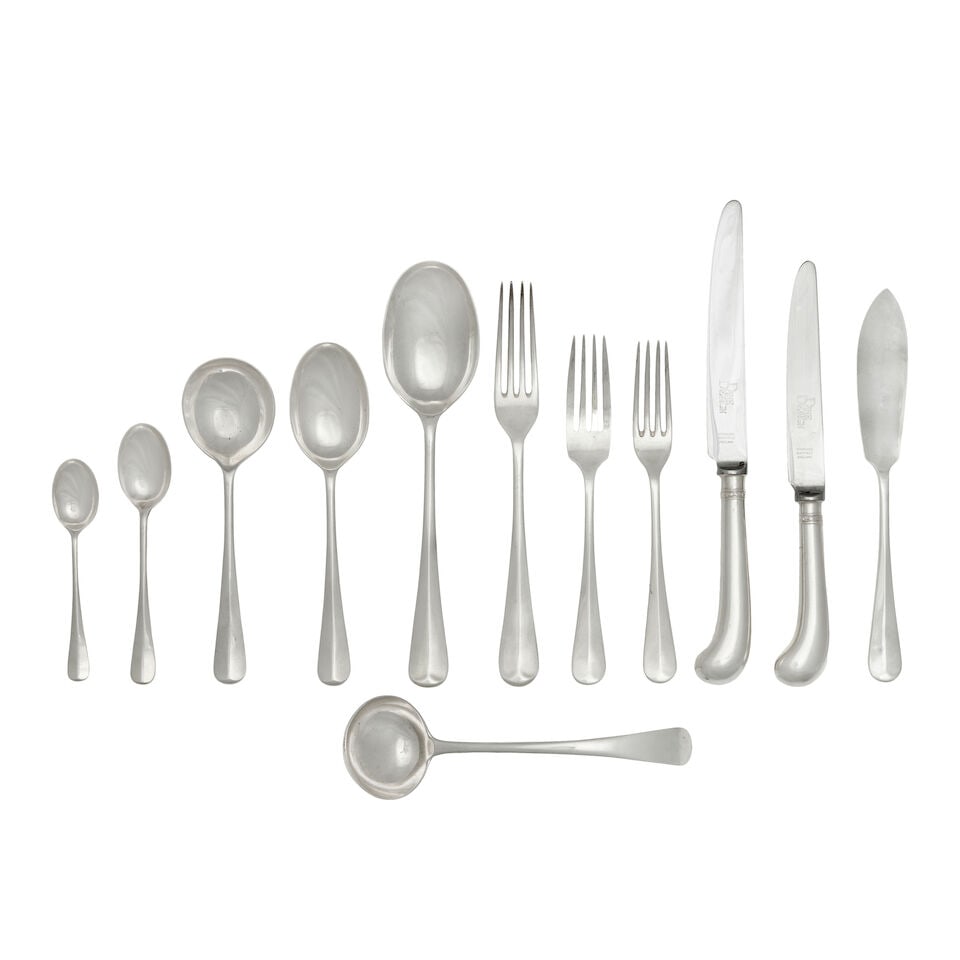 A silver Old English pattern part flatware service John Biggin, Sheffield 1986 (1 of 1)