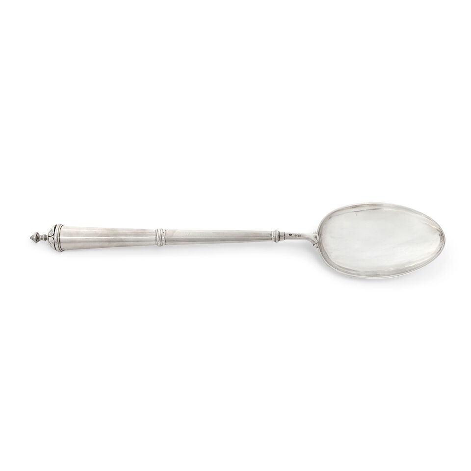 A Dutch silver large cannon handle hash / basting spoon maker's mark ABL all conjoined, Amsterda... (1 of 3)