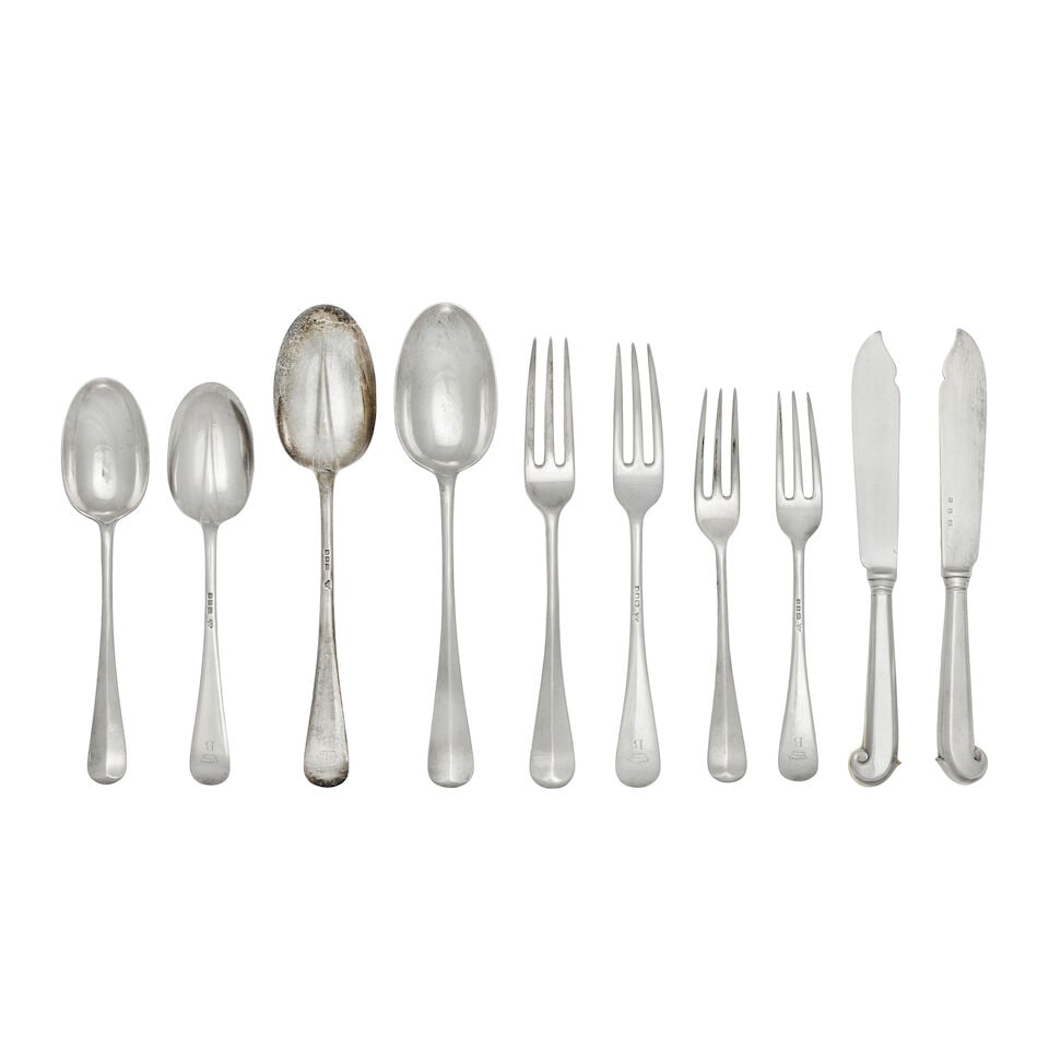 A silver Hanoverian pattern part flatware service Richard Woodman Burbridge, for Harrods, London... (1 of 1)