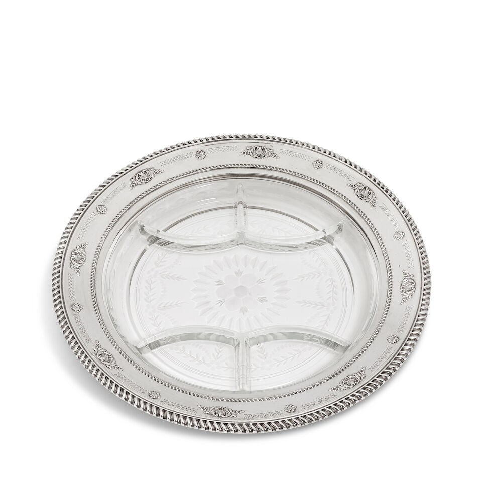 A Canadian silver-mounted glass serving dish Birks, also stamped STERLING (1 of 2)