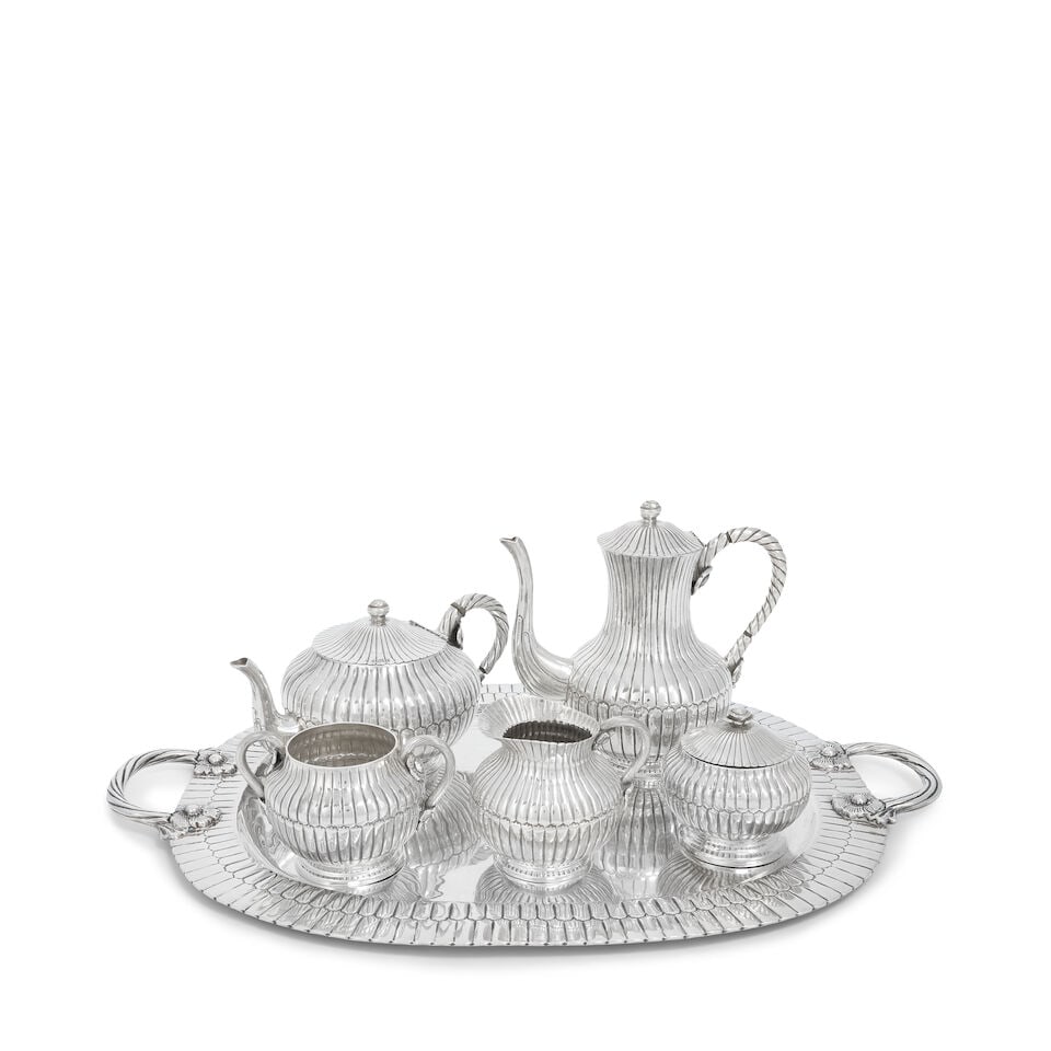 A Mexican silver six-piece tea and coffee service including a two-handled tray Sanborns Mexico, ... - 3