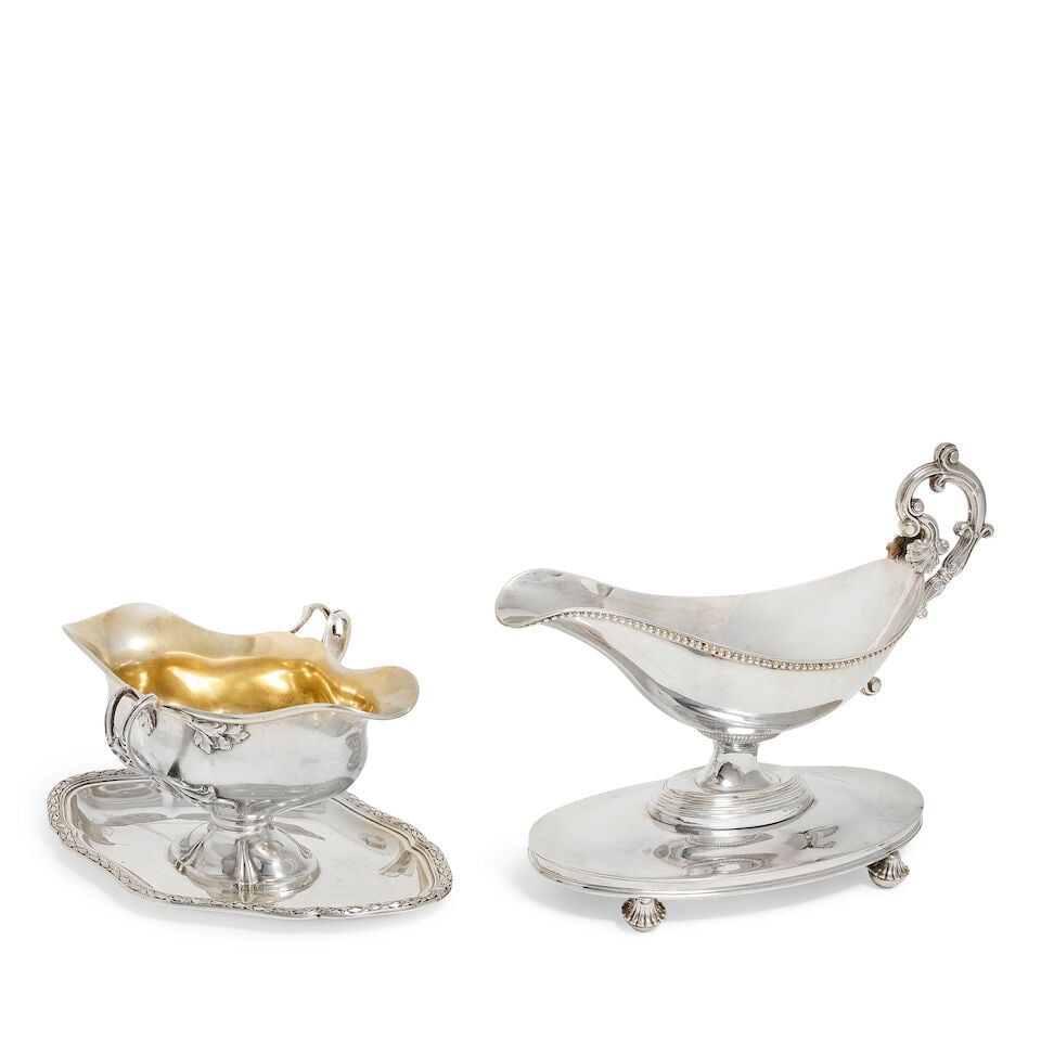 A French and a German silver sauceboat on stand (2) (1 of 2)