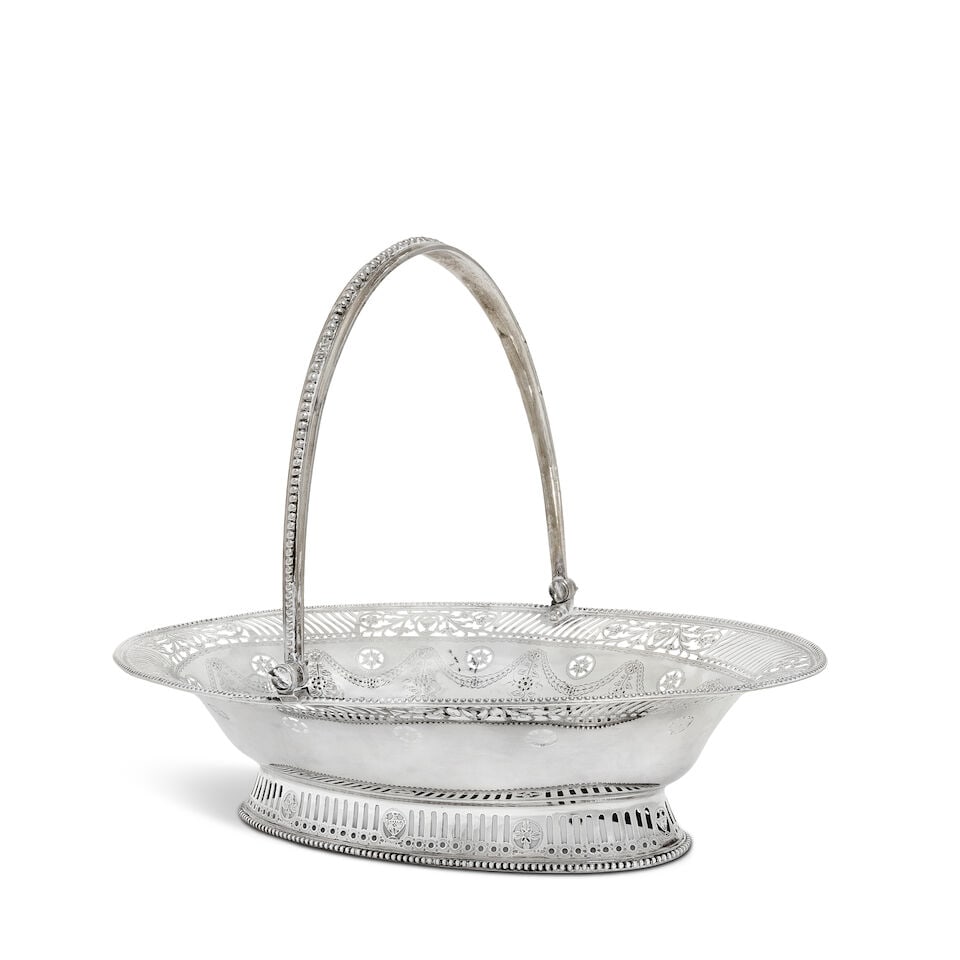 A George III silver swing-handled basket William Plummer, London 1782 (1 of 2)