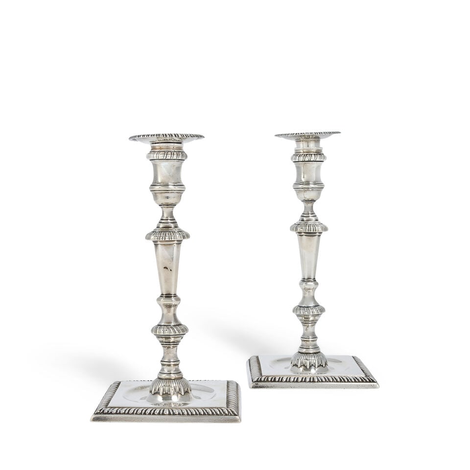 A pair of George II silver candlesticks John Robinson II, London 1755 (1 of 2)