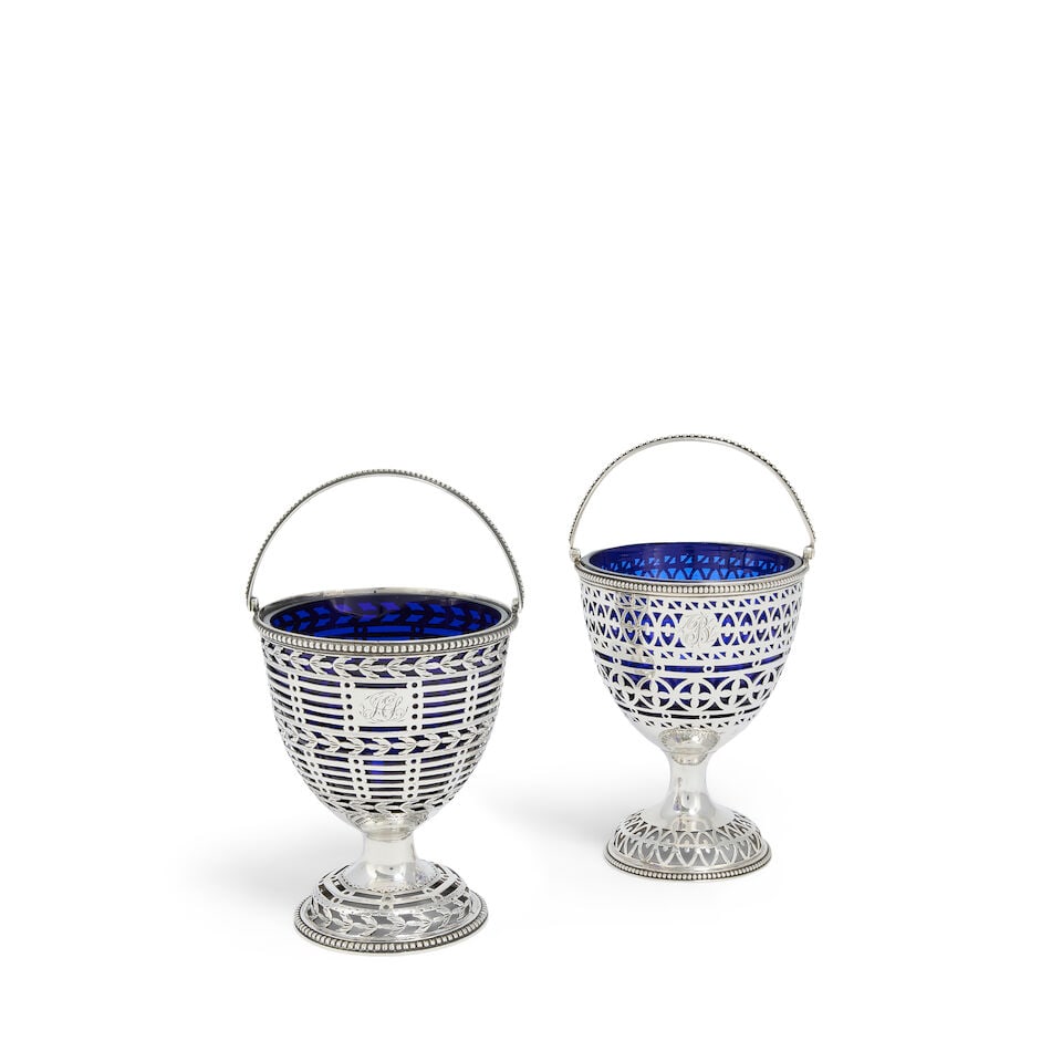 Two George III pierced silver swing-handled baskets both Hester Bateman, London, 1779 and 1783 (2) (1 of 3)