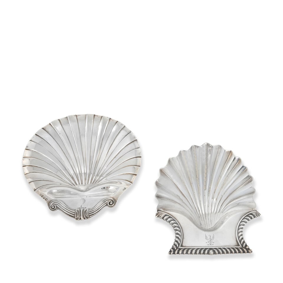 Two William IV silver shell butter dishes Adey Bellamy Savory, London 1833 and The Barnards, Lon... (1 of 1)