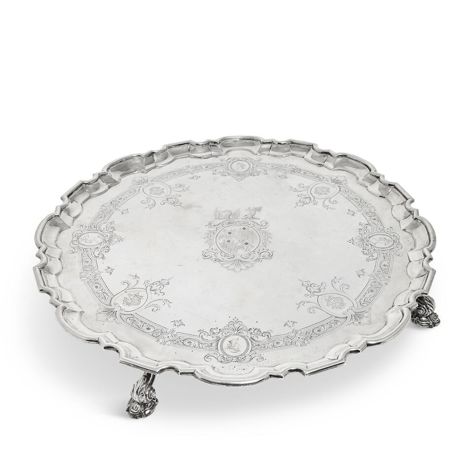 A large Victorian silver salver Robert Garrard, London 1852, also stamped R & S GARRARD PANTON S... (1 of 4)