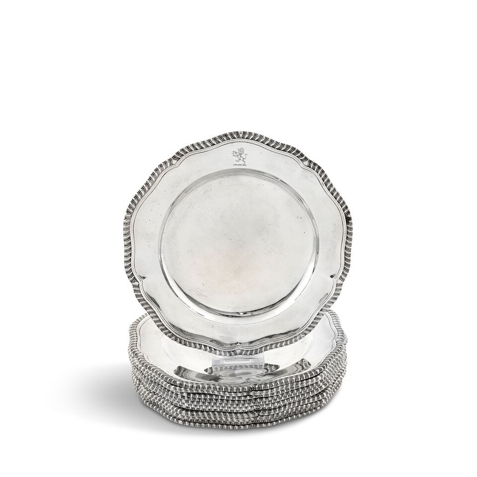 Twelve silver plates nine James Garrard, London 1892, three matched, Johann George Hossauer, sta... (1 of 6)