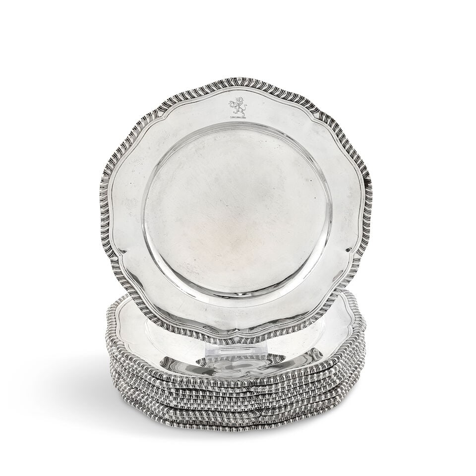 Twelve silver plates nine James Garrard, London 1892, three matched, Johann George Hossauer, sta... - 4