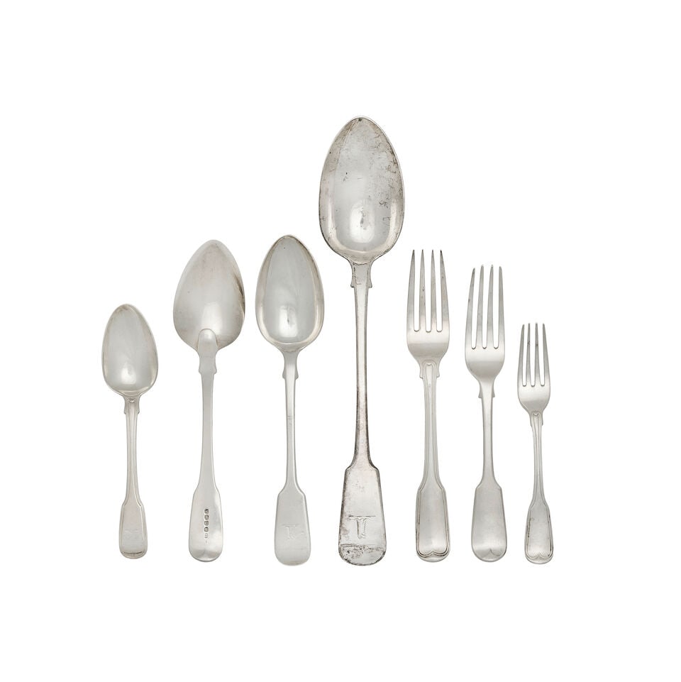 A collection of Fiddle pattern and Fiddle and Thread pattern flatware (Qty) (1 of 1)