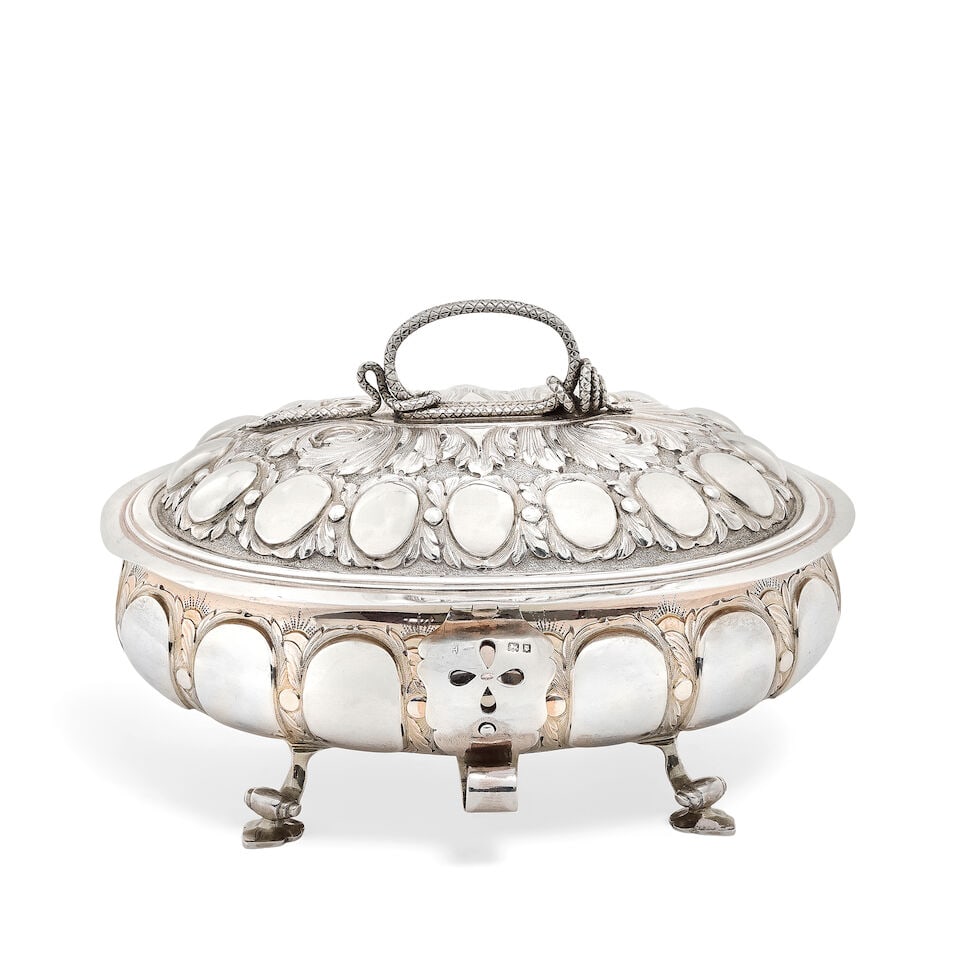 A silver lidded box, modelled as a Charles II spice box Charles Stuart Harris & Sons, London 1921 (1 of 3)