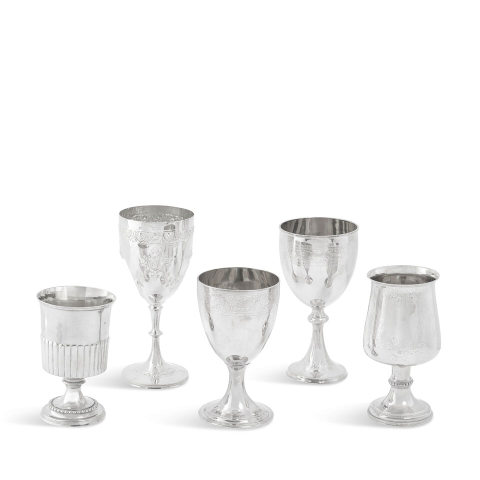A collection of five antique silver goblets various maker's and dates (5) (1 of 2)