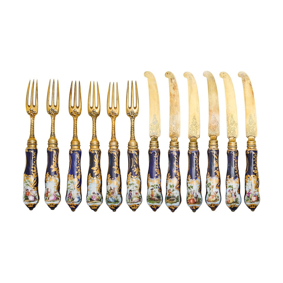 A Continental dessert service with French swan import mark - 2