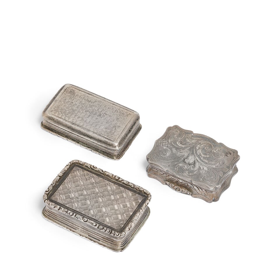 Three silver vinaigrettes various makers and dates (3) - 3