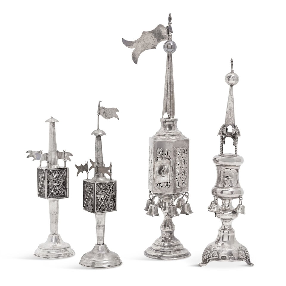 Judaica: A group of four spice towers (1 of 2)