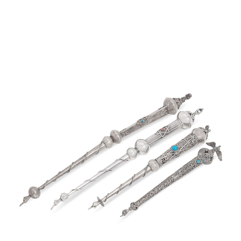 Judaica: Four silver yad / torah pointers (4) (1 of 2)