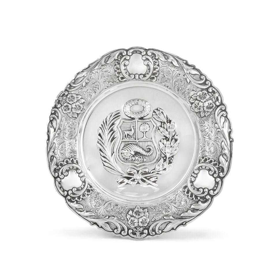 A Peruvian silver plate Del Pilar, stamped PLATA 925 (1 of 2)