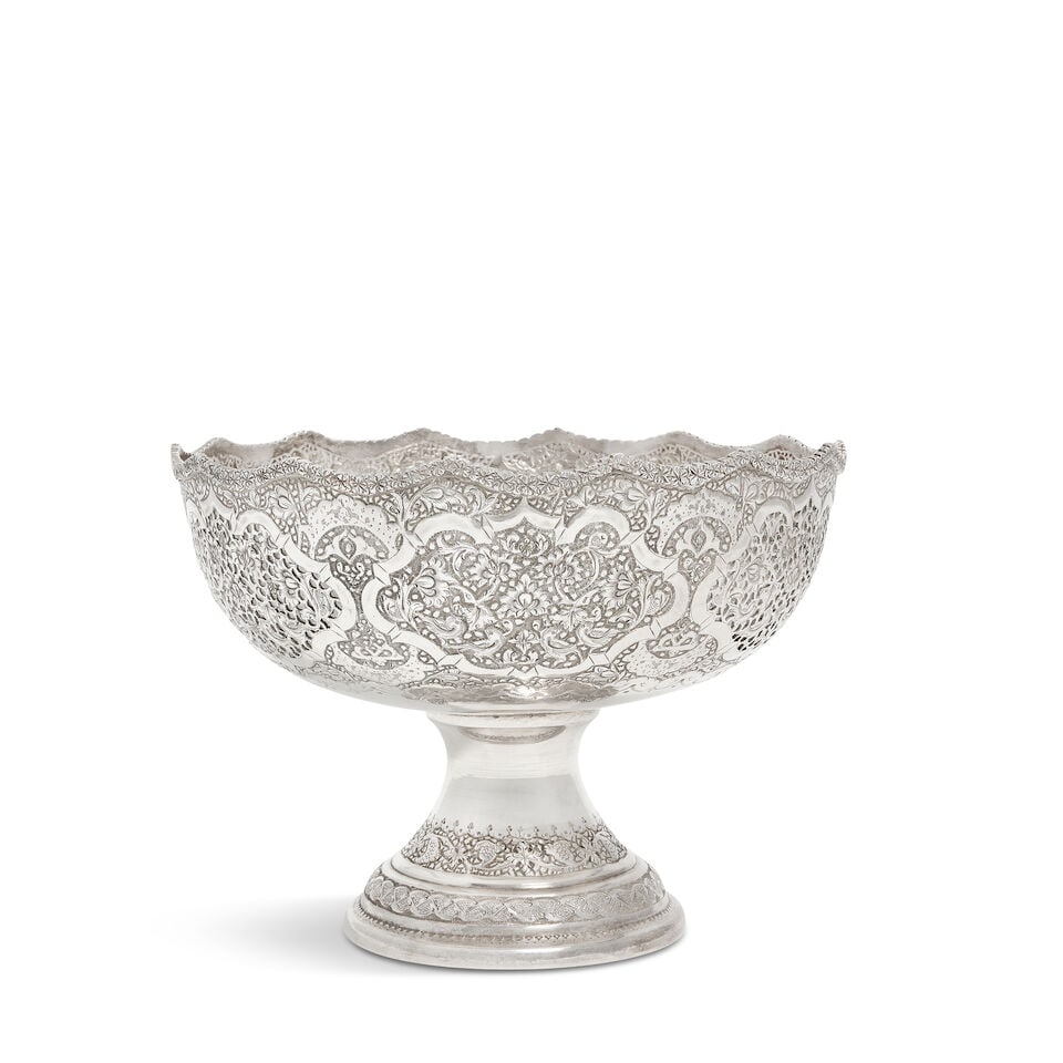 A Middle Eastern silver bowl with Arabic script marks (1 of 2)