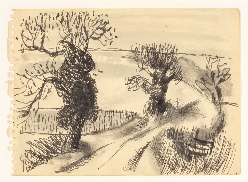 Keith Vaughan (British, 1912-1977) Two Views of A Country Lane 12.5 x 17.5cm (4 15/16 x 6 7/8in)... - 2