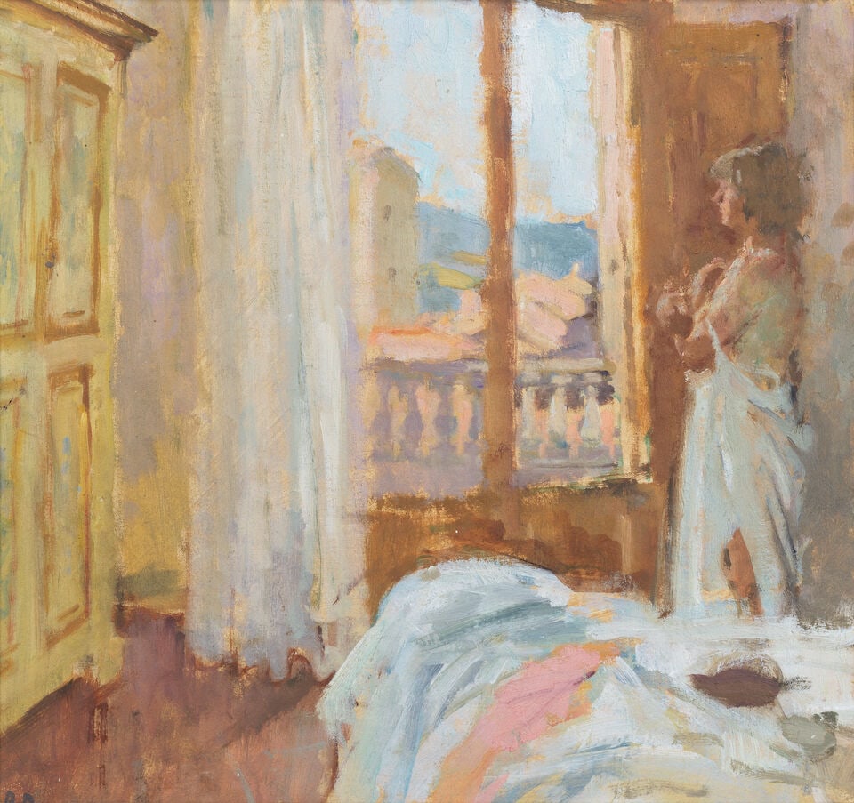 Bernard Dunstan R.A., R.W.A., N.E.A.C., H.P.S. (British, 1920-2017) The Balcony Room - 2